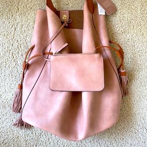 Mauve Pink Suede Leather Shoulder Bag